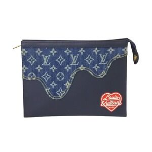 LOUIS VUITTON Pochette Voyage Clutch Bag NIGO Monogram Drip Denim